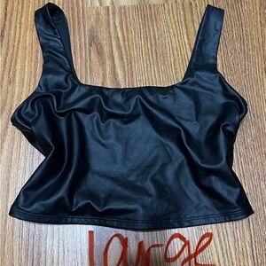 Faux leather crop top